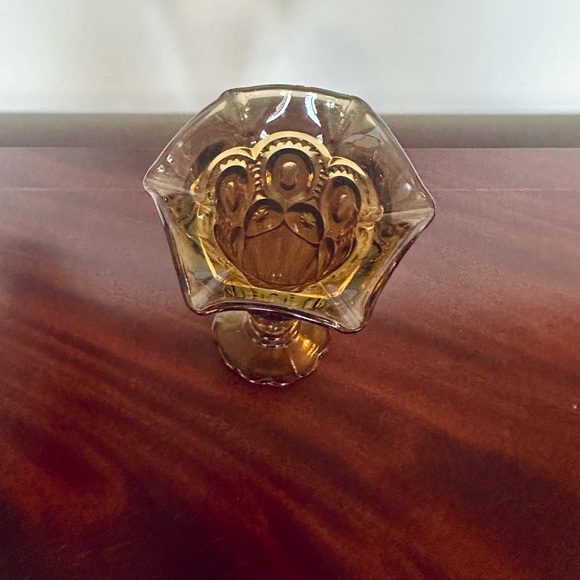 L.E. Smith #6231 Moon and Stars Amber Bud Vase Vintage Mid Century Glass 6.5” - Picture 3 of 11